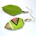 Neon Aztec - Green Apple - 3 inch - Hand Painted Faux Leather Feather Earrings