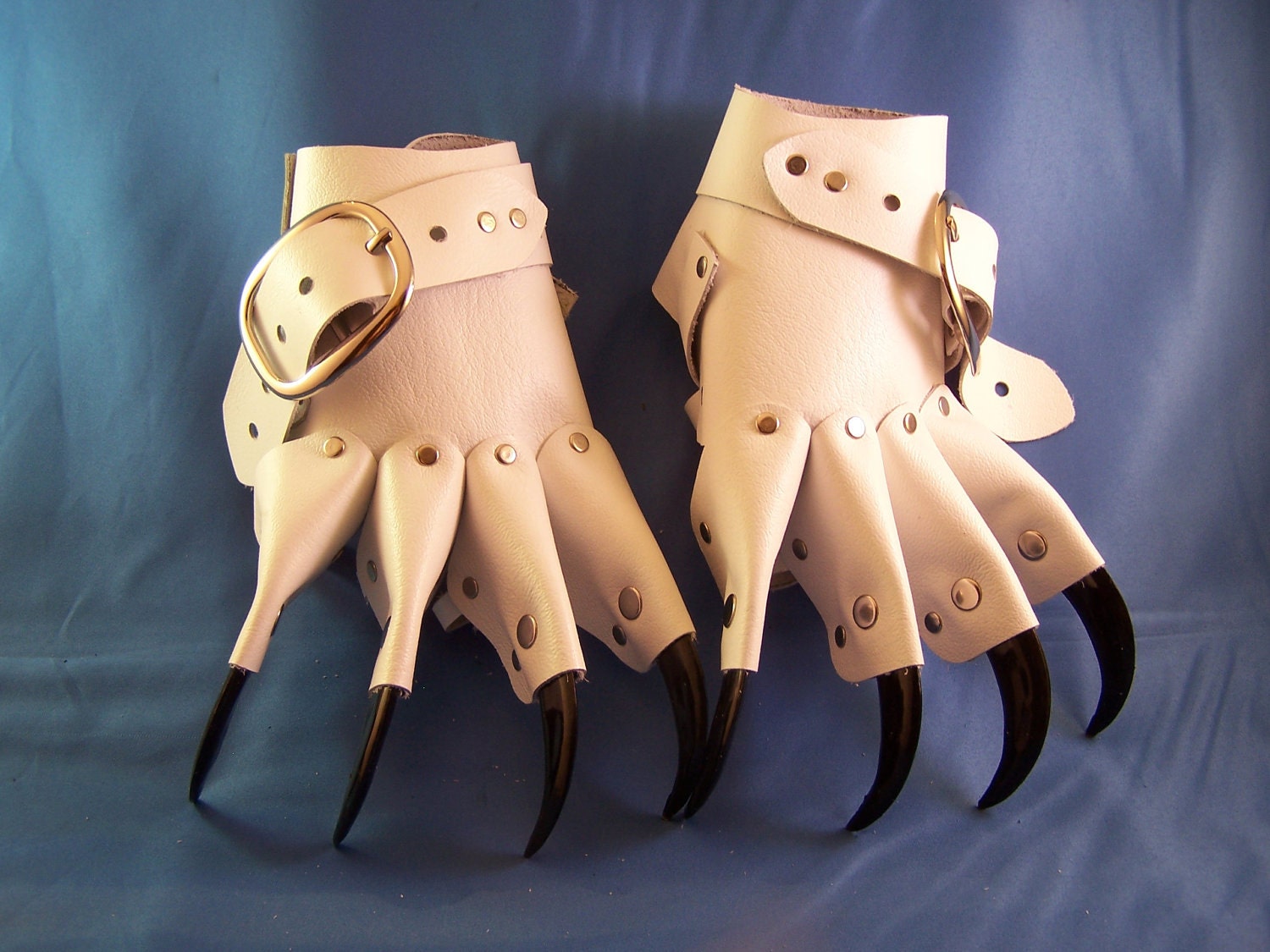 White Gothic Steampunk Claw Gauntlets / Gloves
