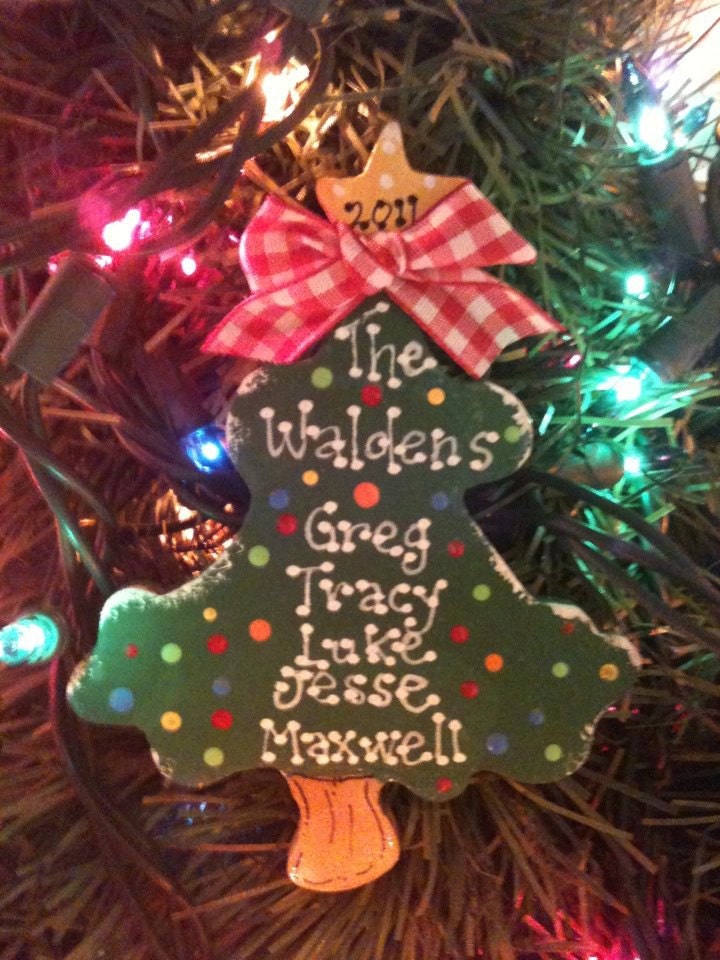 Christmas Tree family personalized ornament handcrafted country wood crafts Christmas Xmas 2013