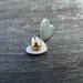 Grey jade heart earrings celadon green crackle glaze little hearts stud posts grey green soft green