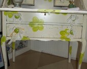 CUSTOM ORDER   white with green flower design