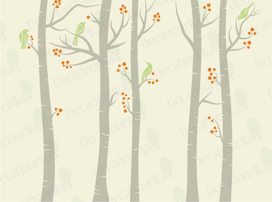 Childrens Nursery Baby's Room Large Birch Tree Removable Vinyl Wall Decal Wall Art Decor Decals Stickers
