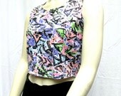 1980s Vintage Top - Patterned Neon Cropped Tank Top by Rainbeau
