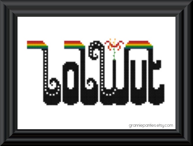 LOLWUT - rainbow - Grannie Panties original PDF counted cross stitch pattern 5X7
