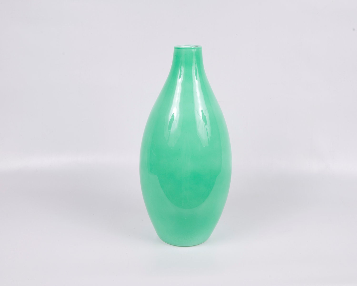 Poland Vase Vintage Handmade in Poland Green Vase Flower Vase