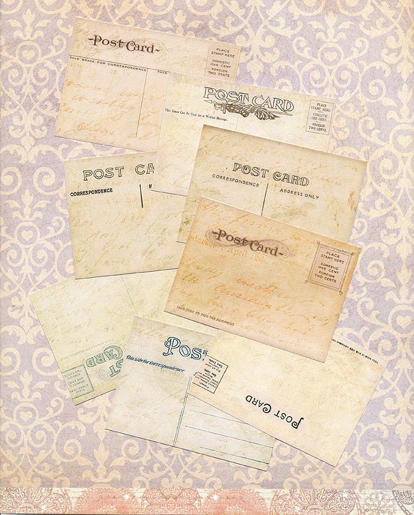 Mini Vintage Postcard Ephemera Pack - Die Cut to Artist Trading Size by Gypsy Chick