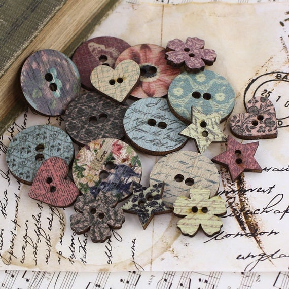 Fairy Belle Wood Buttons scrapbook embellishment set by Prima Marketing