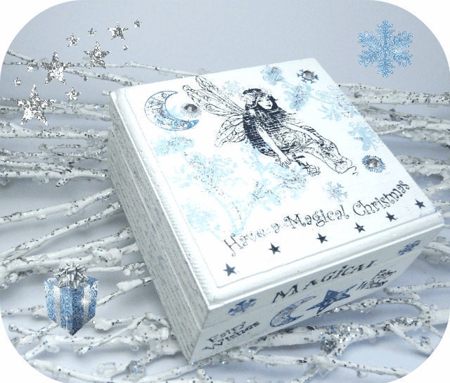 Christmas Winter Faery Wishes Jewelry Box, Keepsake Box, Jewellery, Fairy