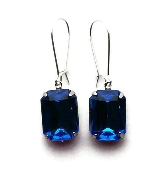 Royal Blue 'Crown Jewels' Earrings, Bridesmaid Jewelry, Bridesmaid Earrings, Wedding Jewelry, Set of 4, Bridal Gifts, Favors