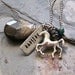 Handstamped Horse Charm Faceted Stone Briolette Necklace
