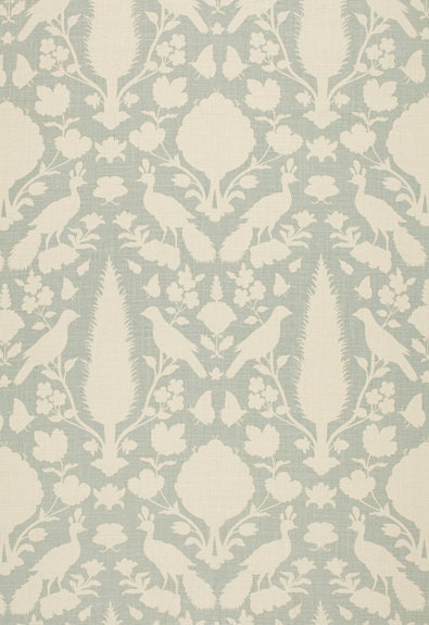 F Schumacher Chenonceau Aquamarine Fabric by the Yard