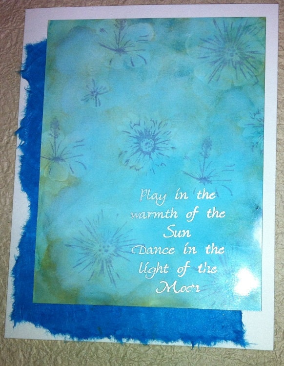 Alcohol Ink Greeting Card.  Flowers.