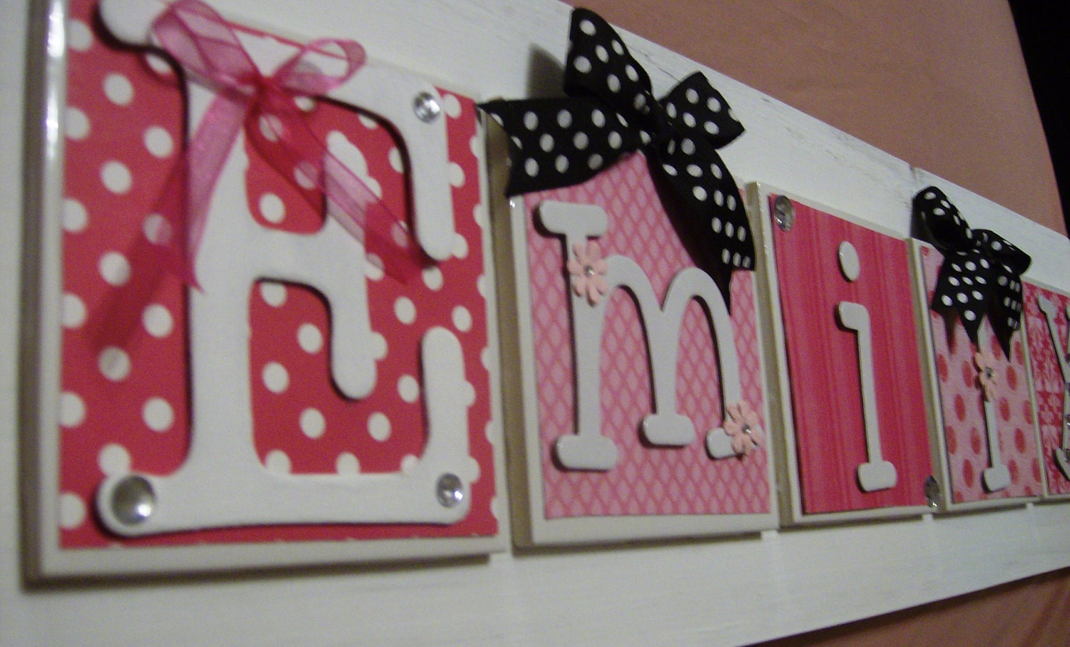 Pink  Customized Nursery Name Sign Plaque - Personalized Name Sign - Wall Hanging - Baby Kids Personalized Customized Name Plaque Art