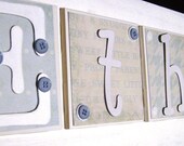 Baby Blue Green Boys Custom Nursery Name Sign Plaque - Personalized Name Sign - Wall Hanging - Hanging Letters