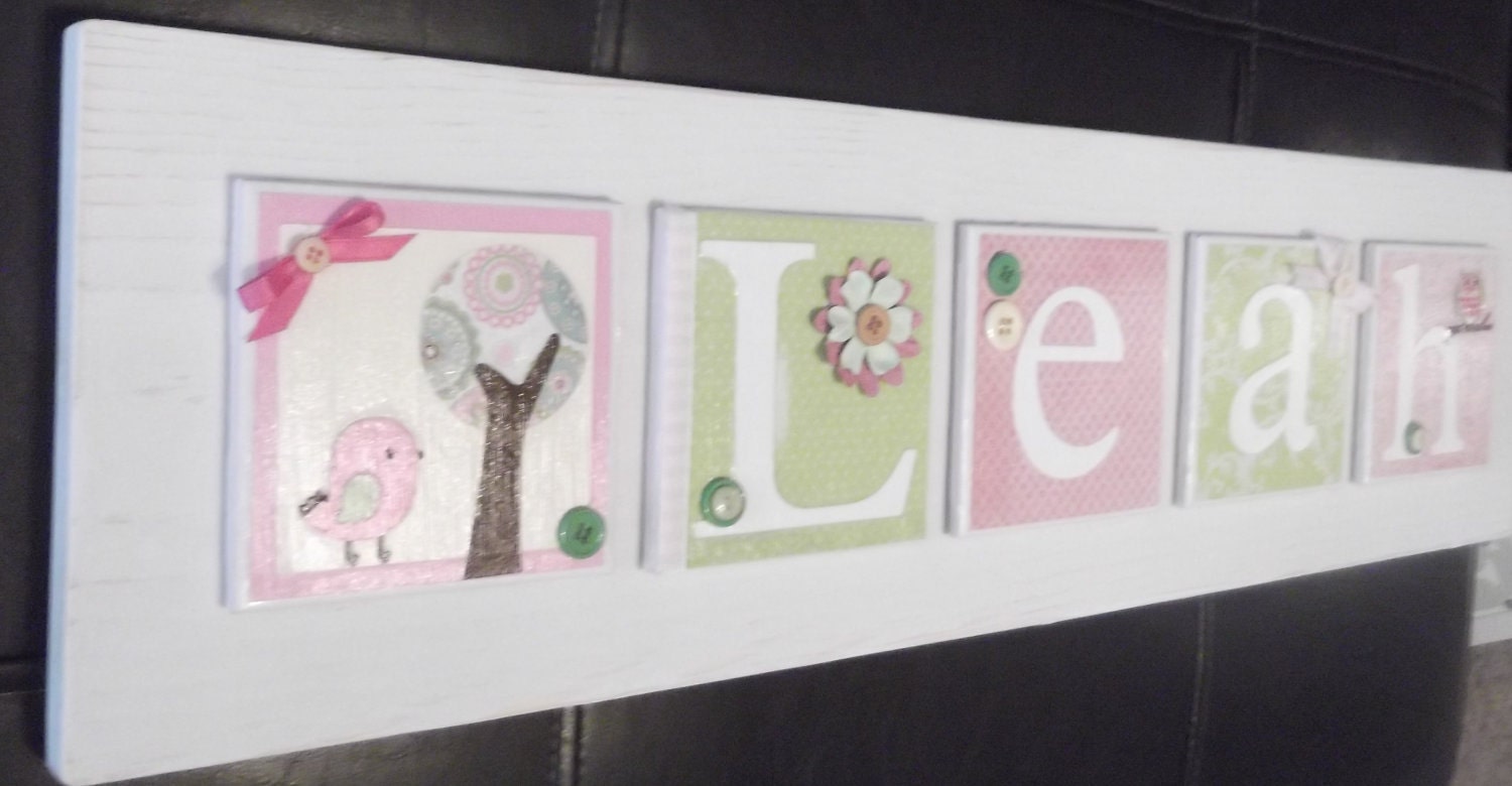 Bird Customized Nursery Name Sign Plaque - Personaized Name Sign - Hanging Wall Letters - Baby Kids Personalized Customized Letters
