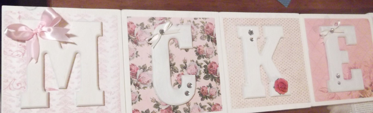 Pretty Floral Girls Nursery Wall Letters - Hanging Wooden Wall Letters -  Personalized Custom Nursery Wall  Letters - Kids Baby Letters