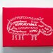 Nursery Art Hippo Screen Print Word Art White on Red Stretched on Canvas