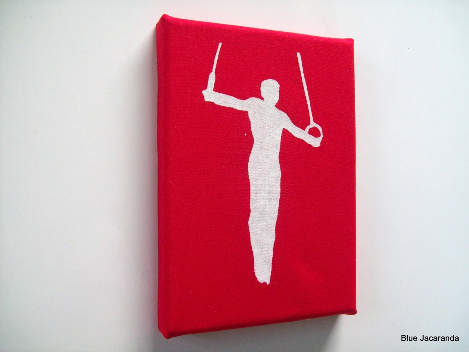 Gymnast Print Stretched on Canvas White on Red