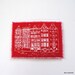 Dutch Houses Mini Art Card ACEO White on Red Screen Print on Fabric