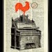 Music Art Print, Chicken Art Print, Piano Art Print, Hen Art Print, Dictionary Book Page Print Book Art Print Book Print - Red Hen Music