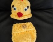 The cutest Baby Chick set ( hat and dipper) , perfect newborn photo prop and Halloween costume
