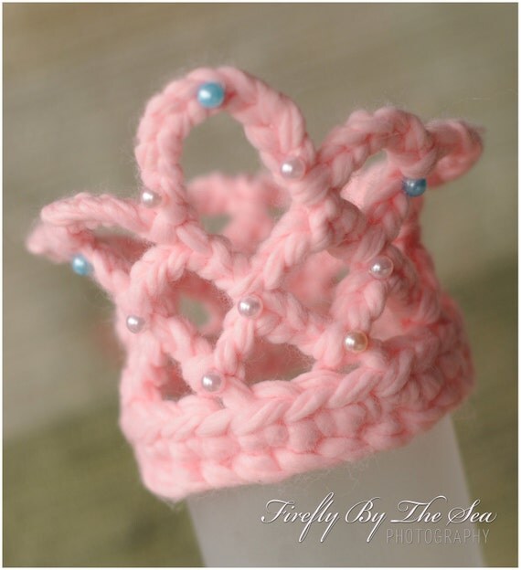 Baby Girl Princes Crown, pink, multicolored or white crochet baby hat, perfect newborn photo prop.