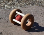 Maple Rattle with Red Ball, Eco Friendly, Montessori Infant Rattle