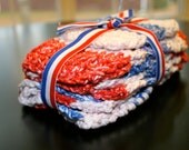 Patriotic Red, White, and Blue Dishcloth Set 100% Cotton Made in USA