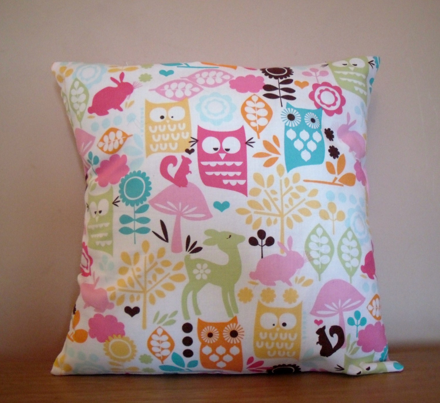Cushion Cover, Pillow Cover, Michael Miller Fabric, Forest Life, Owl Cushion Cover, Cotton Fabric