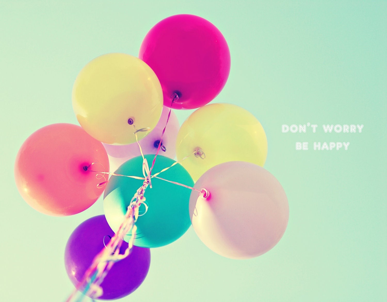 Fine Art Photography -  colorful balloons whimsical blue sky spring children nursery kids 8x10 original photo print wall art