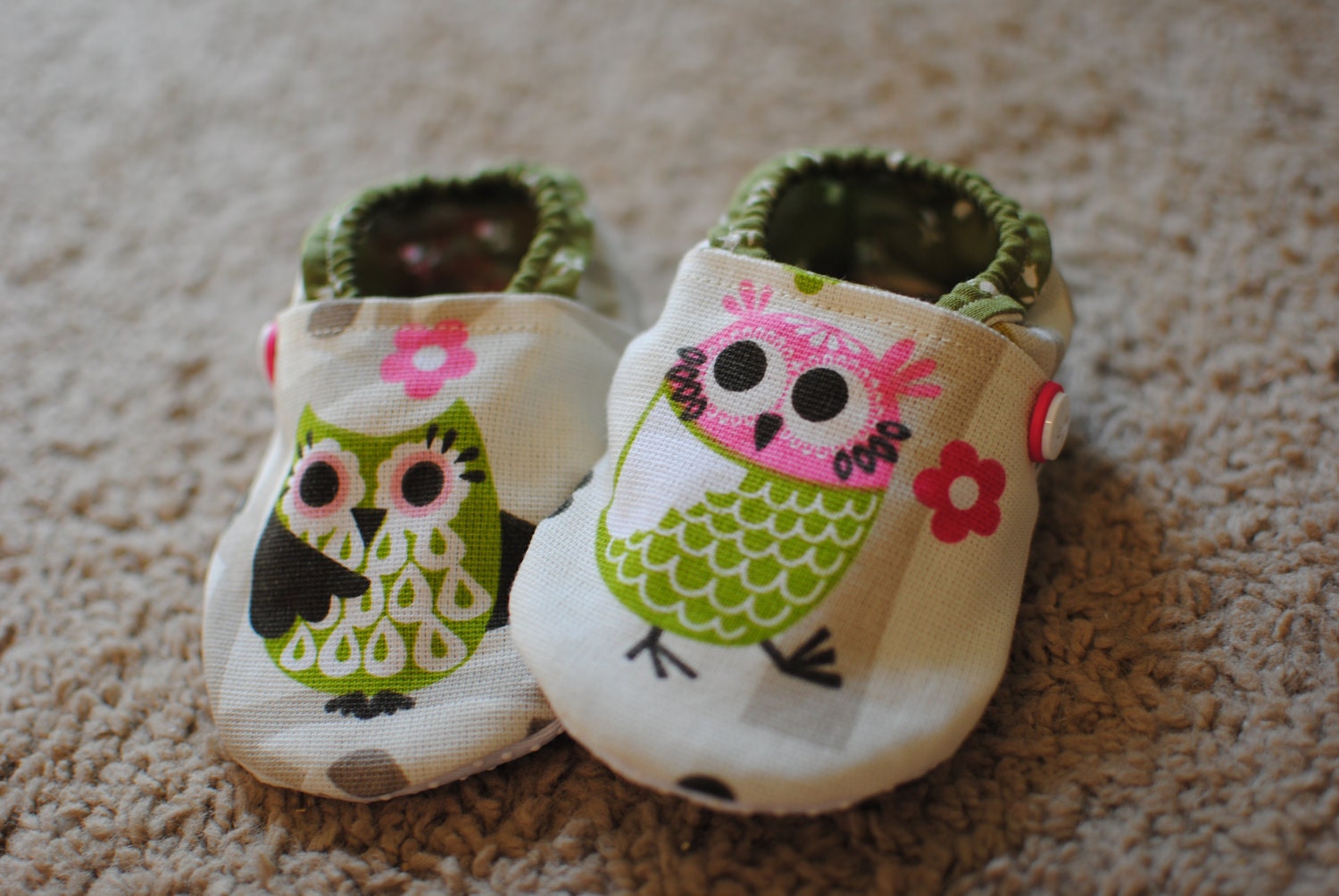 CYBER SALE Adorable Owl Shoes. Cotton Lined.