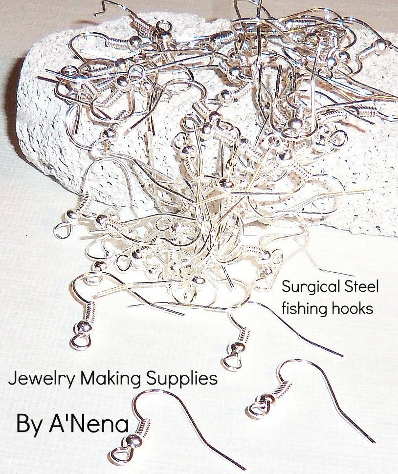 Fish Hook Ear Wires 100 Count ( get 30 free) Total 130Hypoallergenic  Surgical Steel To Make Earrings