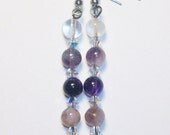 Women's Earrings : "Queen Of My Destiny" Purple Fluorite, Amethyst and Quartizite set on 925 silver