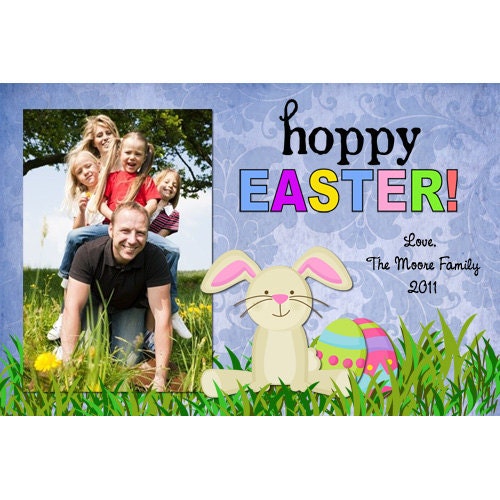 Hoppy Easter Photo Holiday Greeting Card Digital File