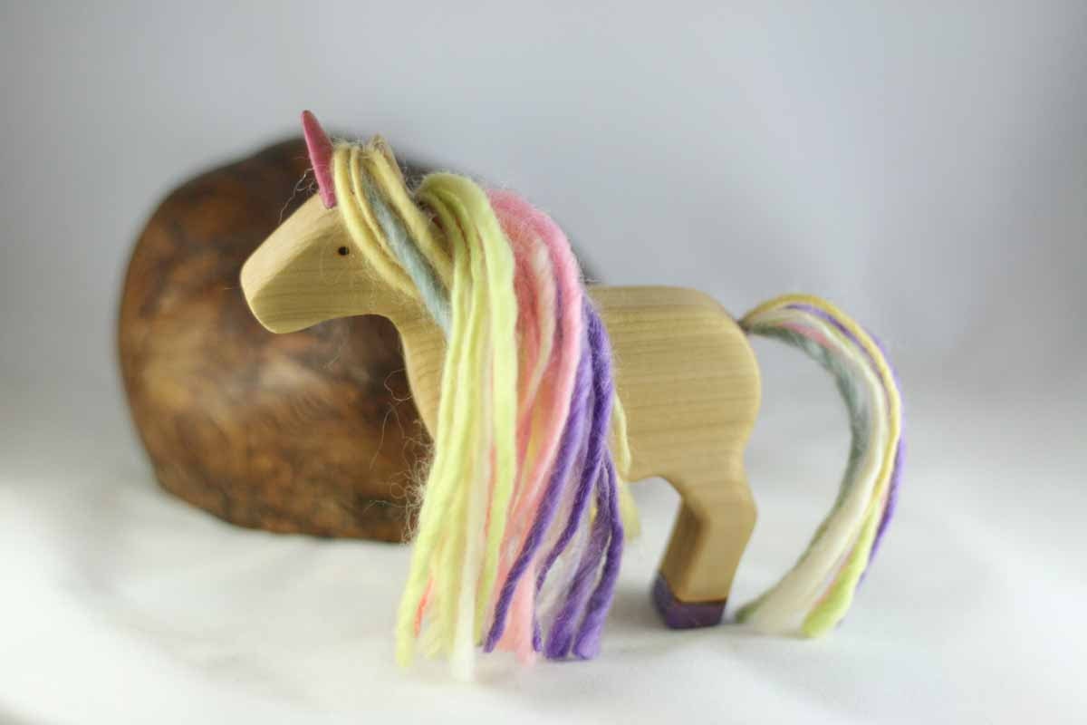 Spring Unicorn Wooden Toy - Nature Table - Waldorf Animal - Easter