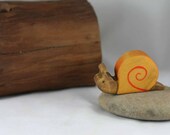 Orange Snail Wooden Toy  -  Nature Table - Waldorf Animal
