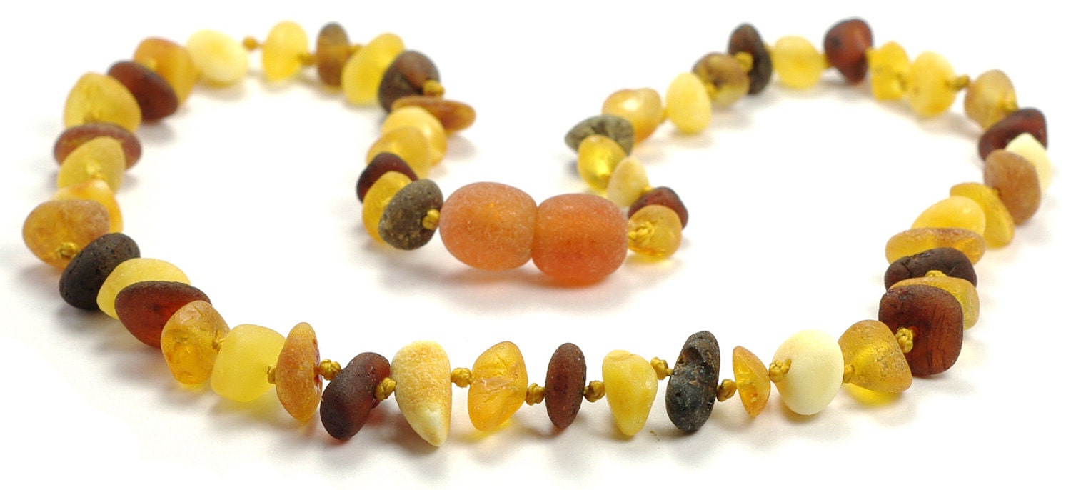 Raw Unpolished Baltic Amber Baby Teething Necklace Multicolor Beads 111