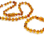 Set of cognac baltic amber baby teething necklace and bracelet or anklet 518