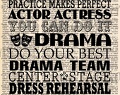 Vintage Dictionary Drama Subway Art Print - plus FREE 5x7 monogram