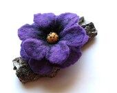 Violet Flower - Felt Brooch - Hand Felted Brooch - Flower Brooch - Wool Flowers Felted Brooch