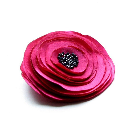 Fushia amaranth Flower fabric flower brooch fuschia brooch handmade brooch