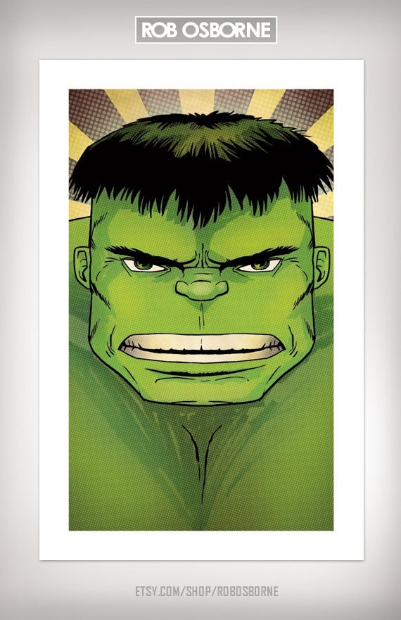 Avengers HULK Comic Book Superhero Pop Art Print 11x17 by Rob Osborne