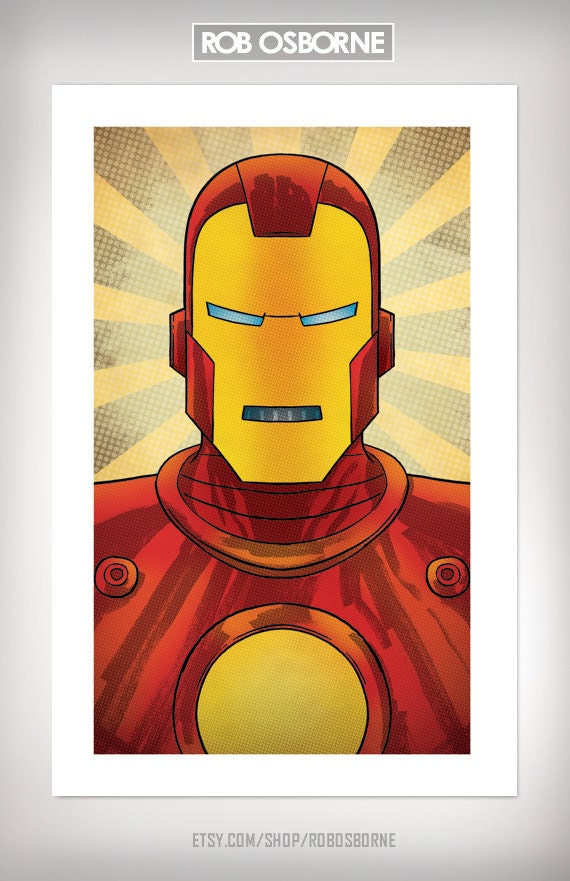 Avengers IRON MAN Comic Book Superhero Pop Art Print 11x17 by Rob Osborne