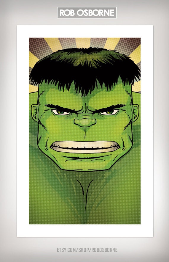 Avengers HULK Comic Book Superhero Pop Art Print 11x17 by Rob Osborne