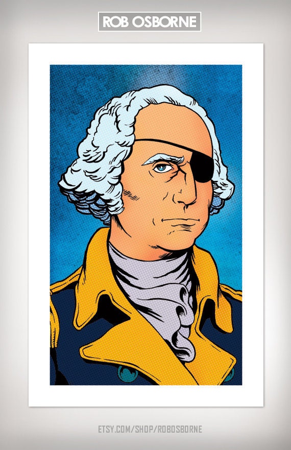 GEORGE WASHINGTON Eye Patch Portrait American Pop Art Print 11x17 by Rob Osborne