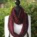 Infinity Eternity Cowl Neck Warmer Scarf Garnet Burgundy Soft Cluster Crochet MADE TO ORDER