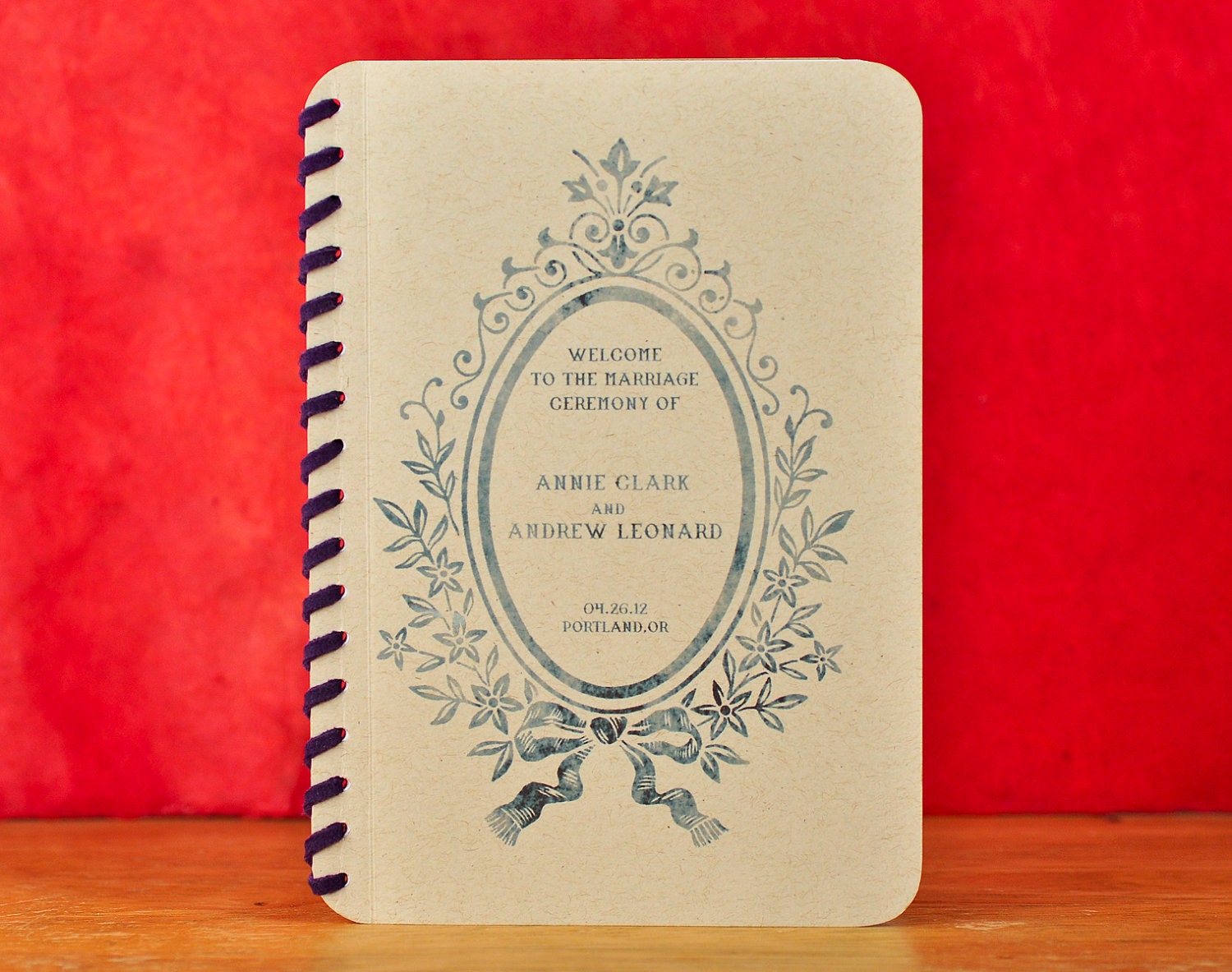 Kraft Modern Vintage Wedding Program in Kraft Paper