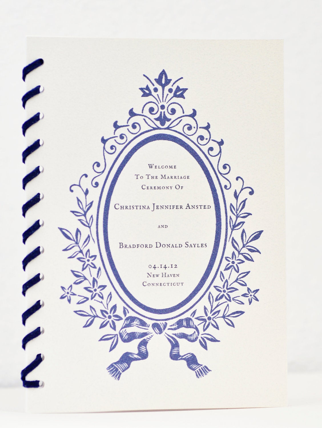Modern Vintage Wedding Program on Soft Creme Kraft Paper
