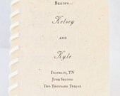 Modern Vintage Wedding Program made with Handmade Paper