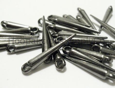 25 SMALL Gun Metal Spikes -Made of Acrylic -with Top Loop- 22mm